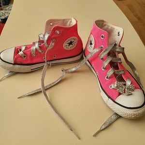 Converse Hot Pink with Silver shoe laces!